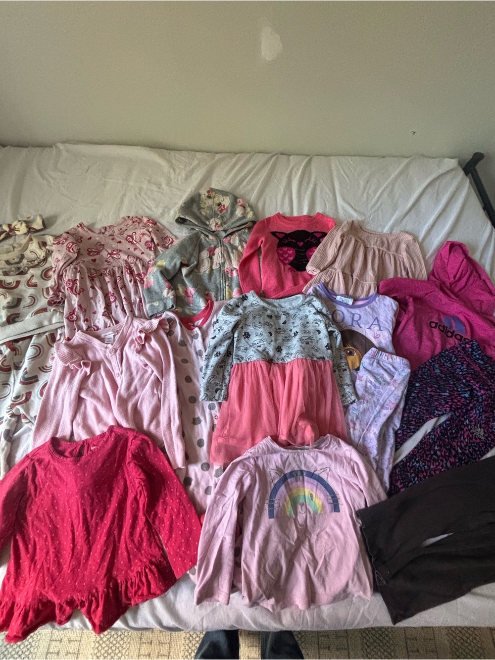 Toddler Girls Pink Winter Clothing Bundle Lot Sweaters, Matching Sets, Dresses